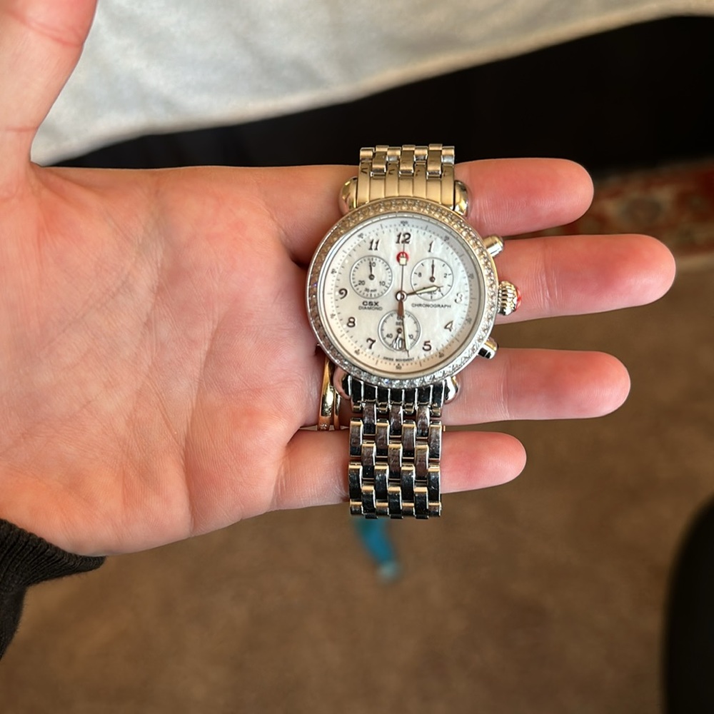 Michele CSX-36 Pearl Face Watch with Diamonds